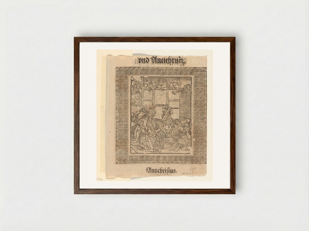 The Pope as Spectator at a Tournament - Lucas Cranach the Elder - Framed Print Dark Wood