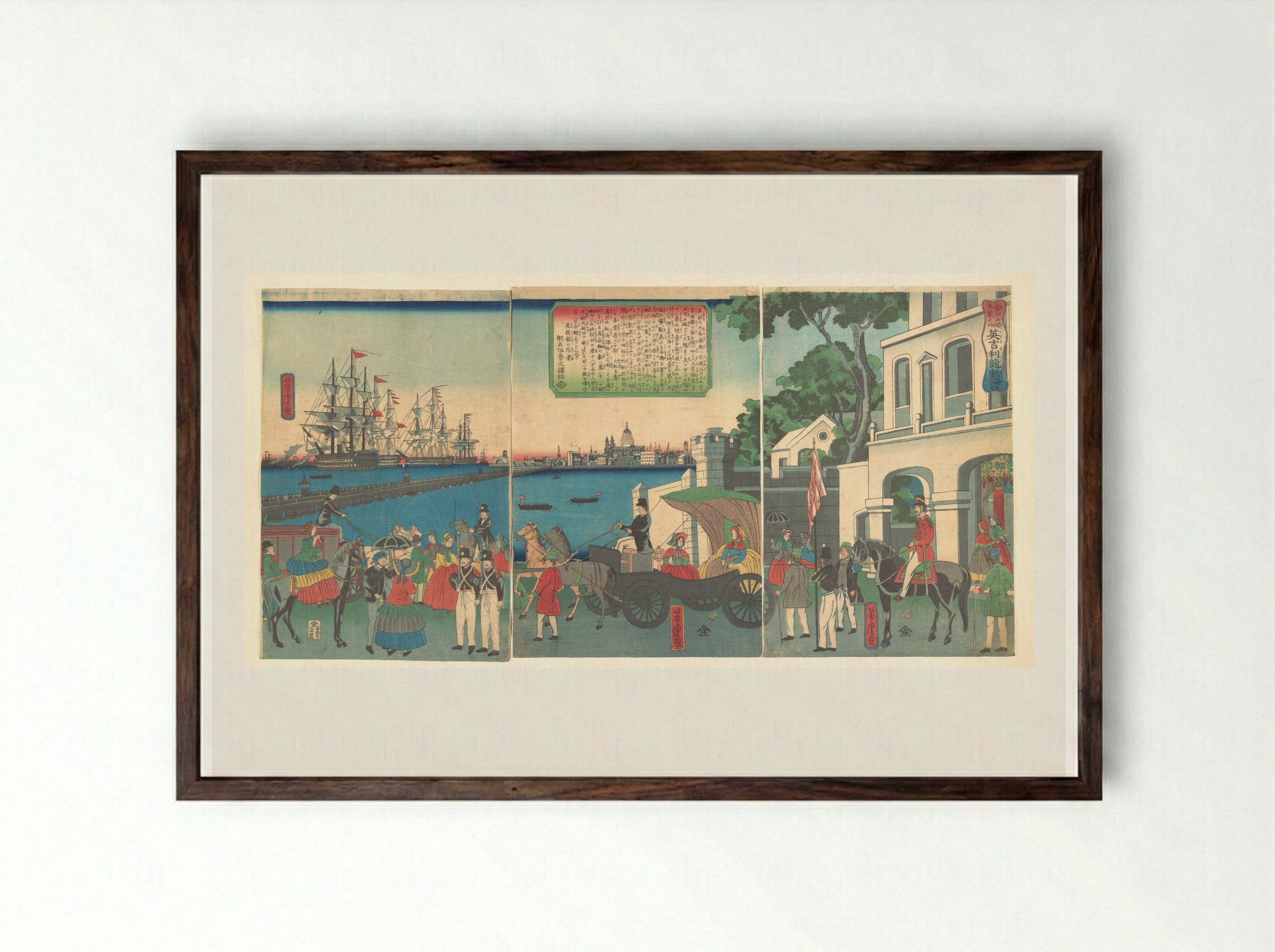 The Port of London, England - Utagawa Yoshitora - Framed Print Dark Wood