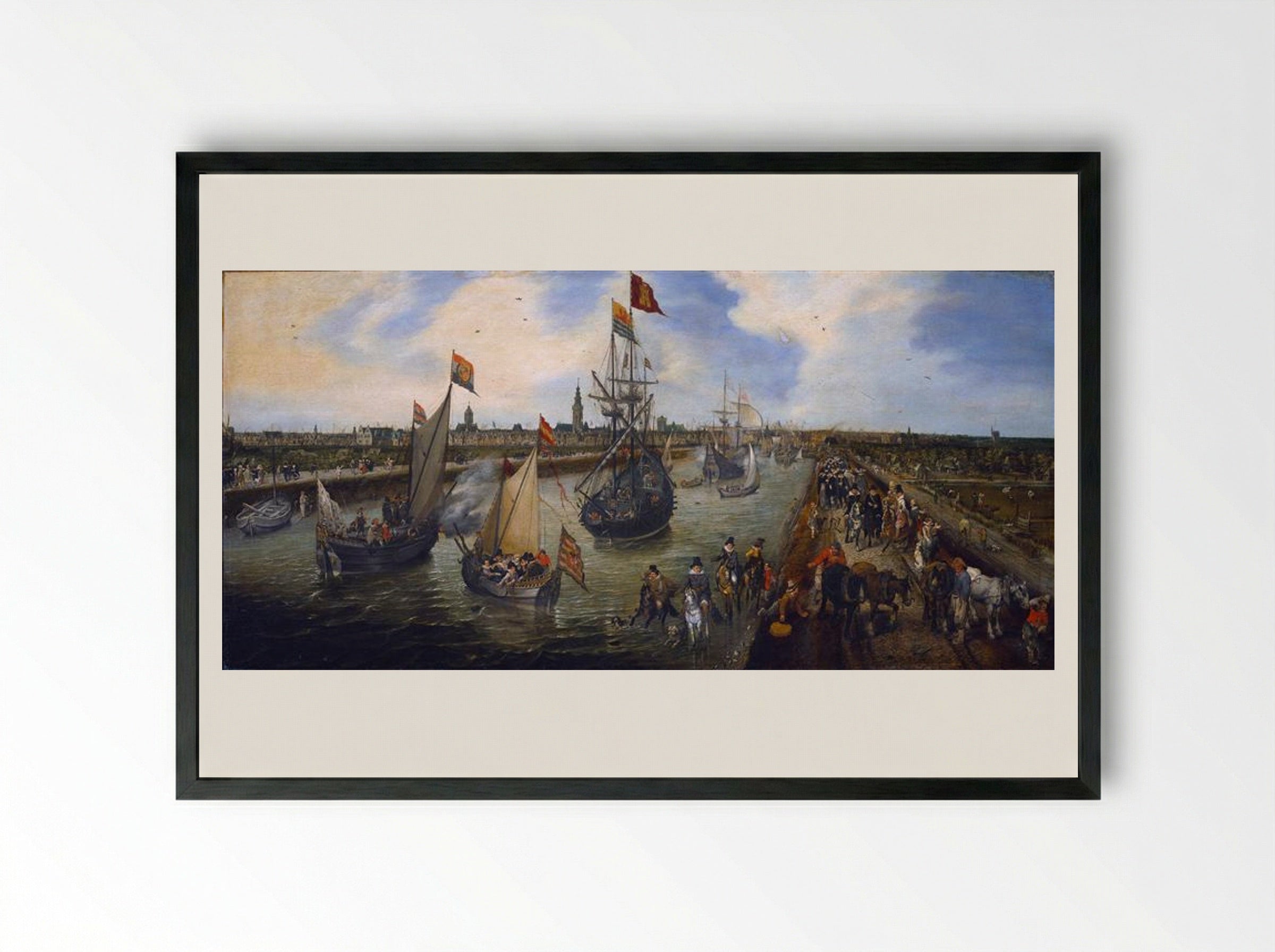 The Port of Middelburg - Adriaen van de Venne - Framed Print Black