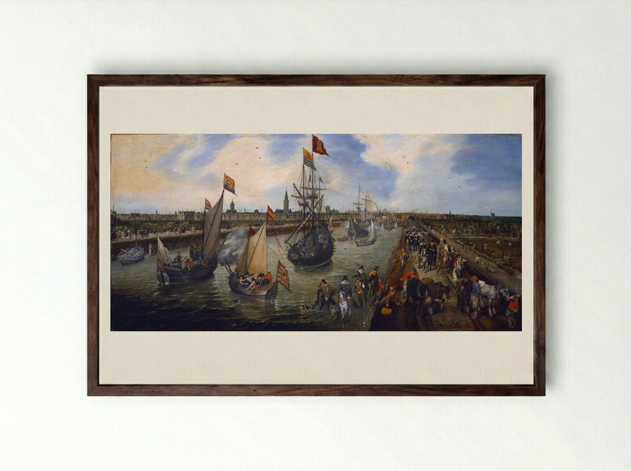 The Port of Middelburg - Adriaen van de Venne - Framed Print Dark Wood