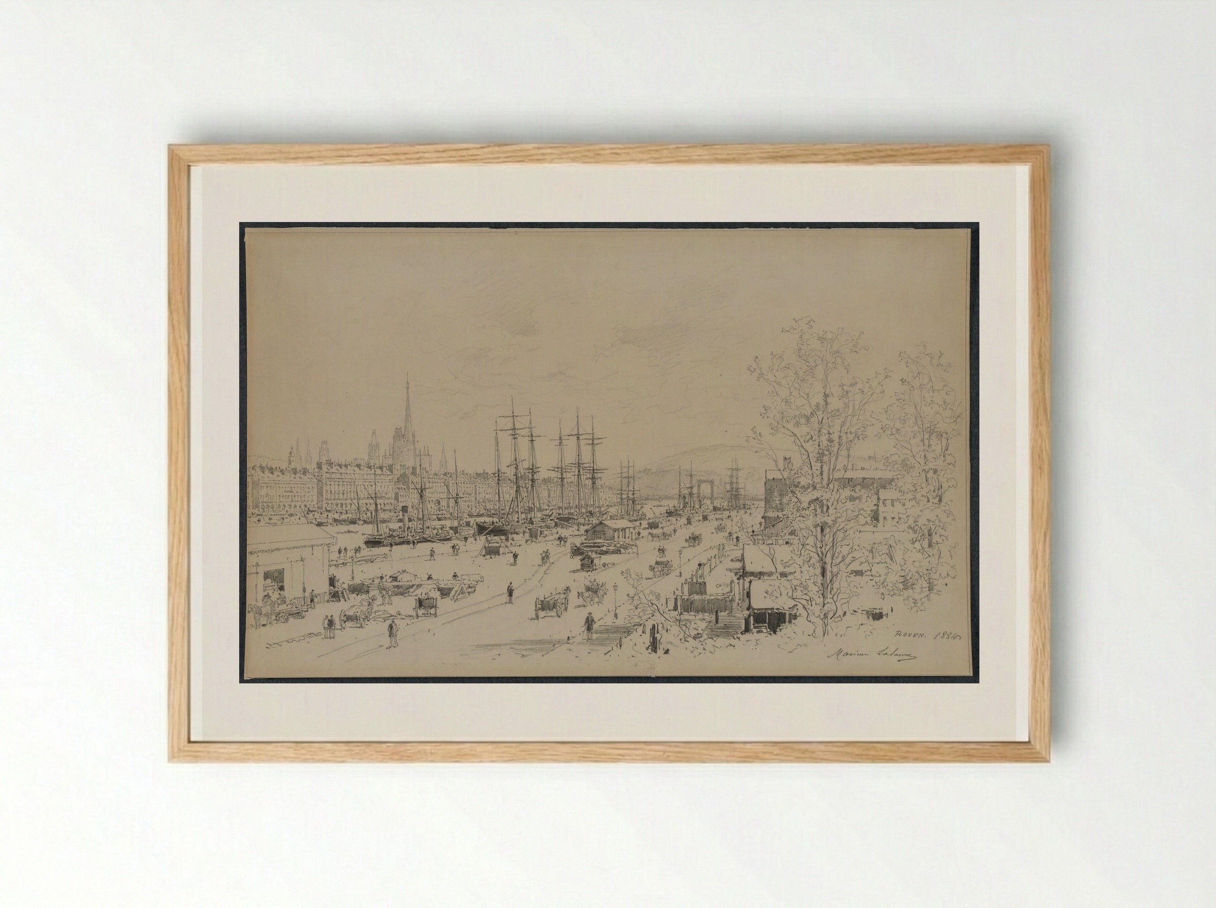 The Port of Rouen - Maxime Lalanne - Framed Print Wood