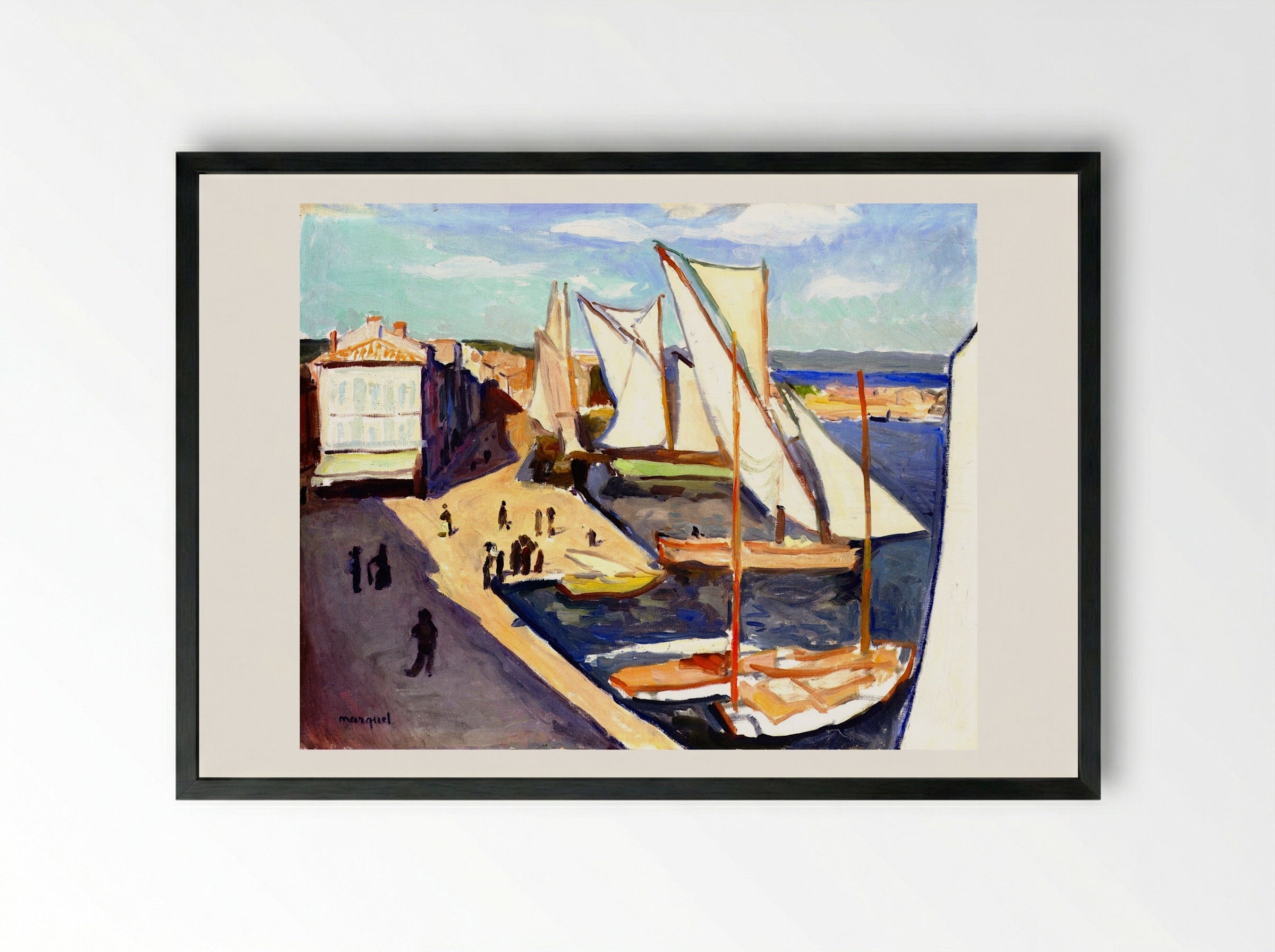 The Port of Saint-Tropez - Albert Marquet - Framed Print Black