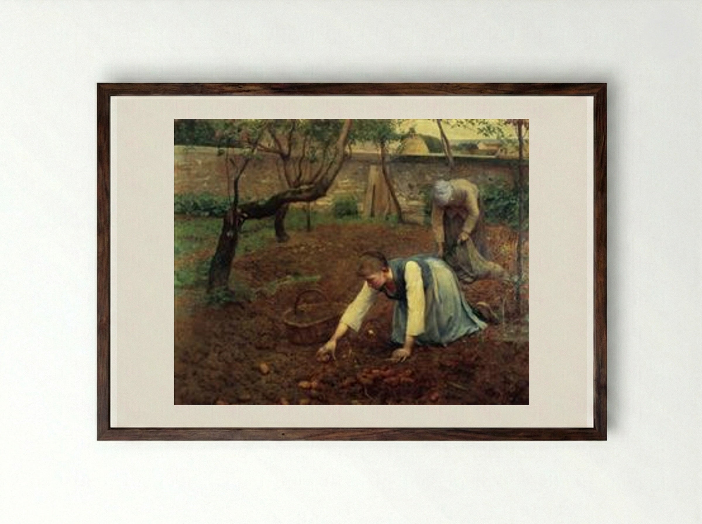 The Potato Gatherers - Guy Rose - Framed Print Dark Wood