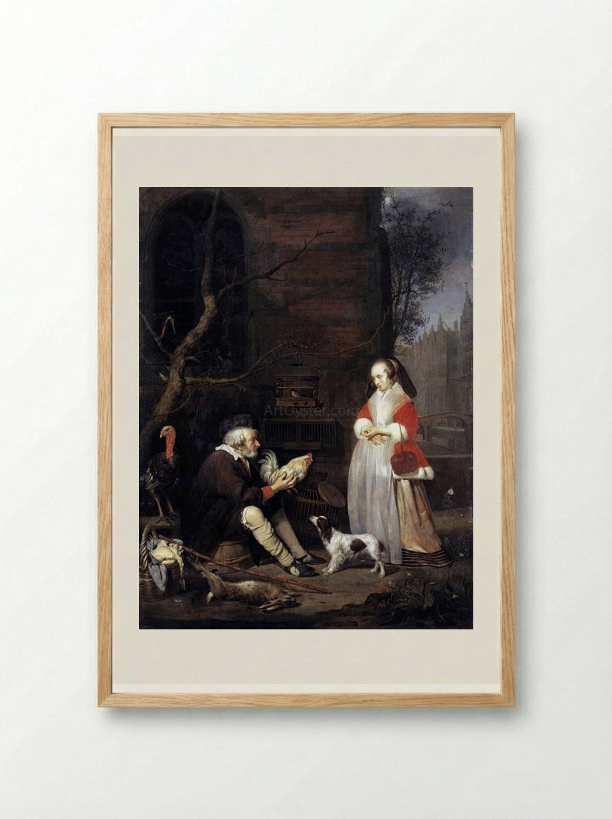 The Poultry Seller - Gabriel Metsu - Framed Print Wood
