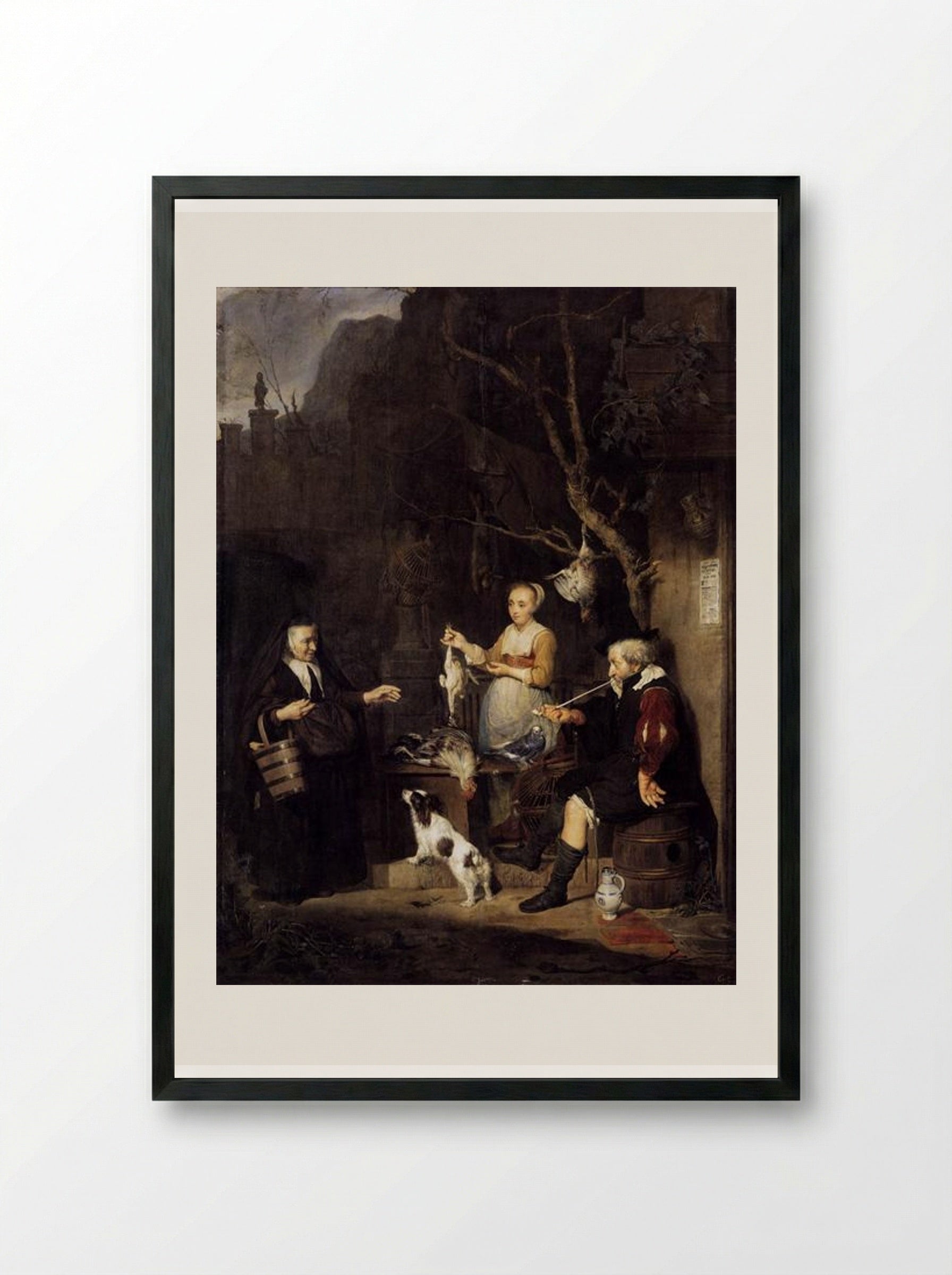 The Poultry Woman - Gabriel Metsu - Framed Print Black
