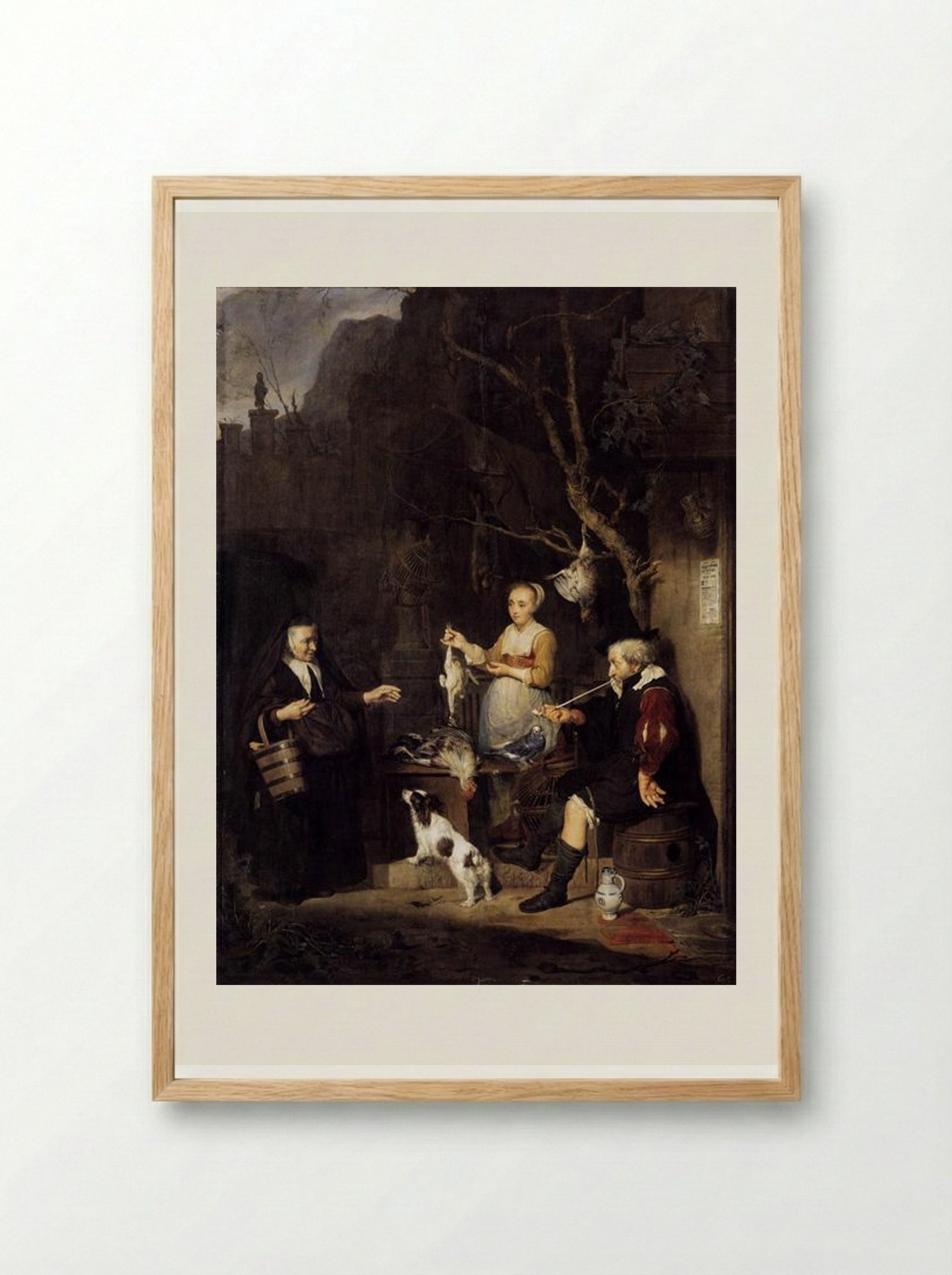 The Poultry Woman - Gabriel Metsu - Framed Print Wood
