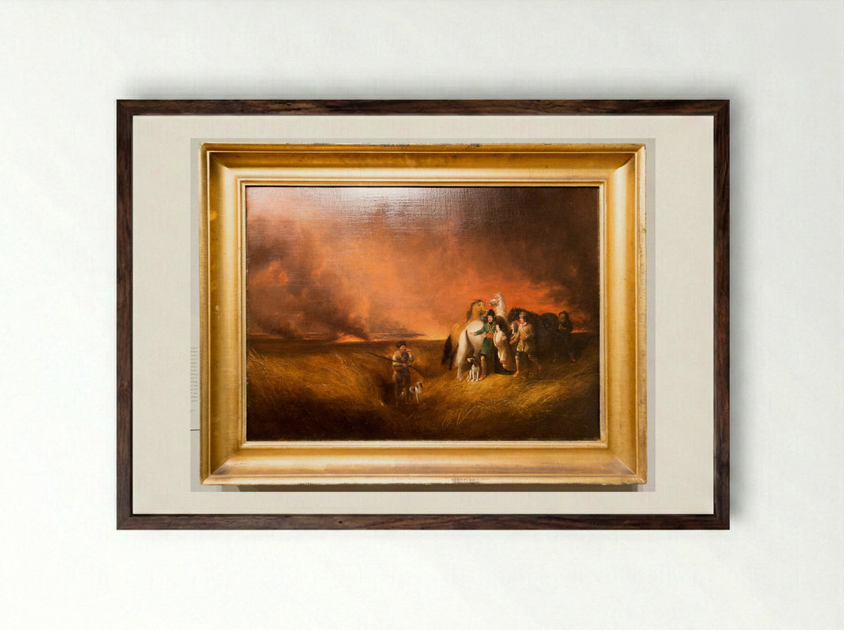 The Prairie on Fire - Alvan Fisher - Framed Print Dark Wood