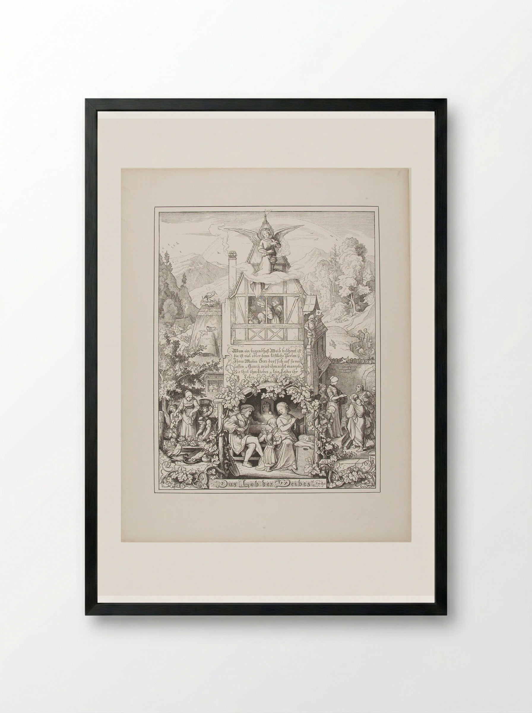 The Praise of Woman - Adrian Ludwig Richter - Framed Print Black