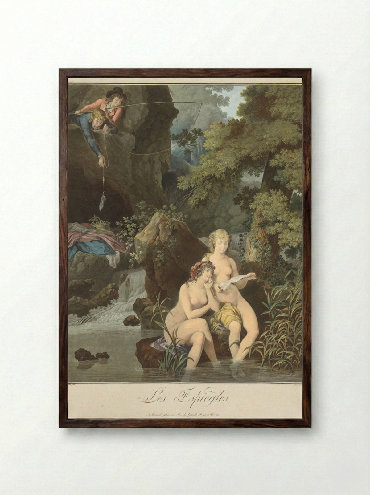 The Pranksters (Les Espiègles) - Charles-Melchior Descourtis - Framed Print Dark Wood