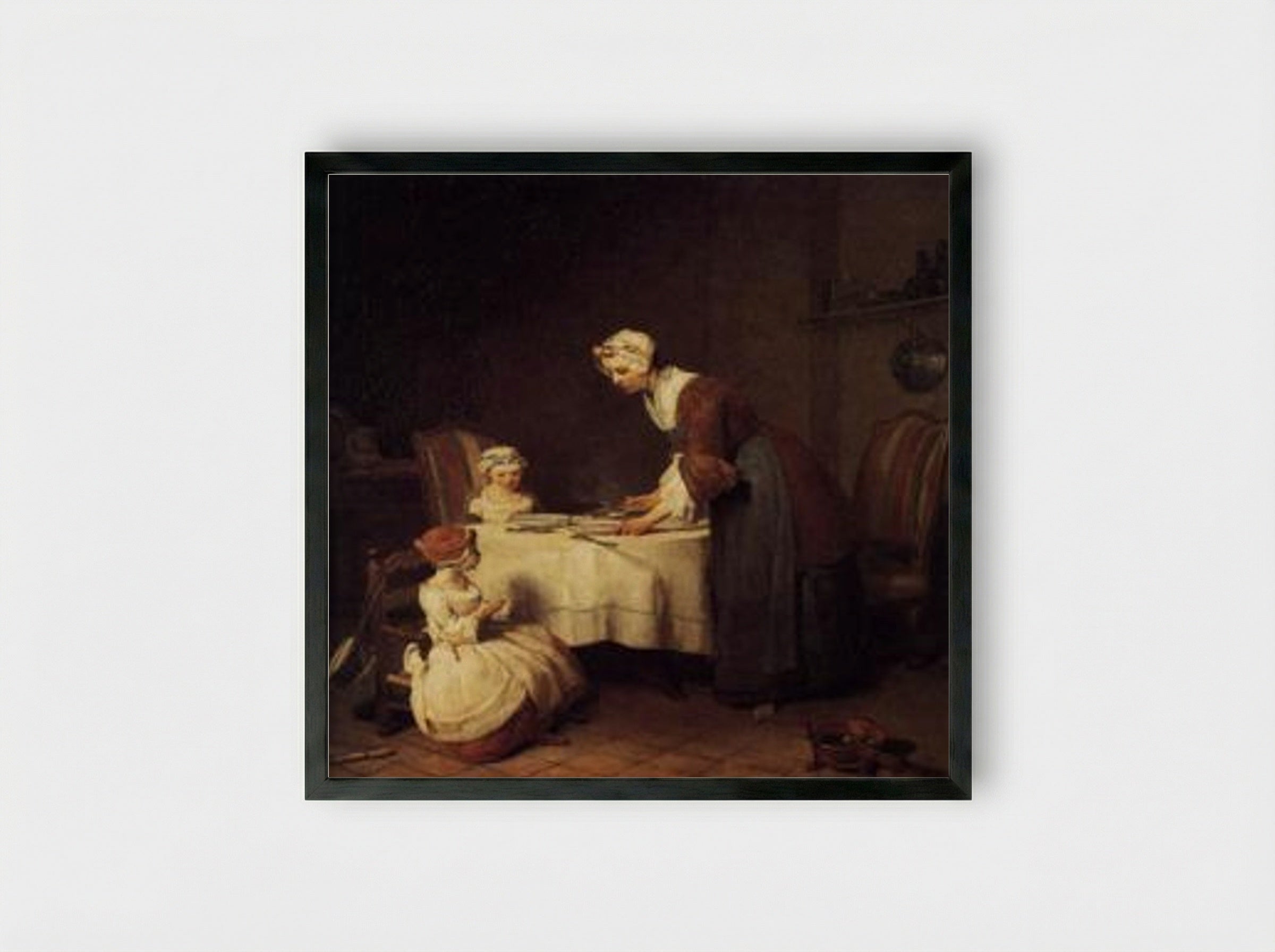 The Prayer before Meal - Jean-Baptiste-Simeon Chardin - Framed Print Black
