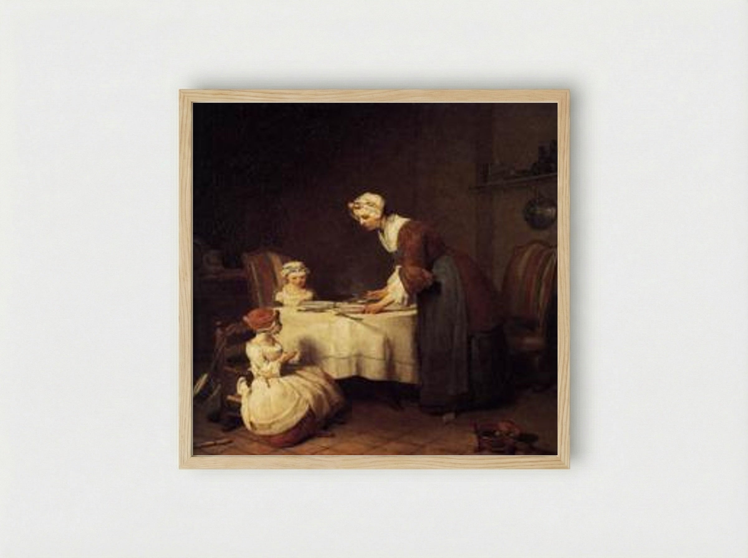 The Prayer before Meal - Jean-Baptiste-Simeon Chardin - Framed Print Wood