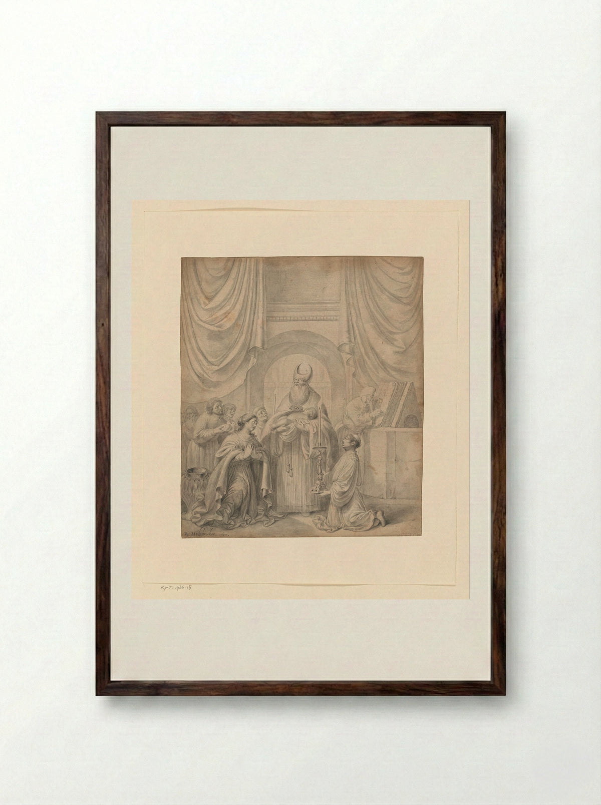 The Presentation in the Temple - Dirck Helmbreker - Framed Print Dark Wood