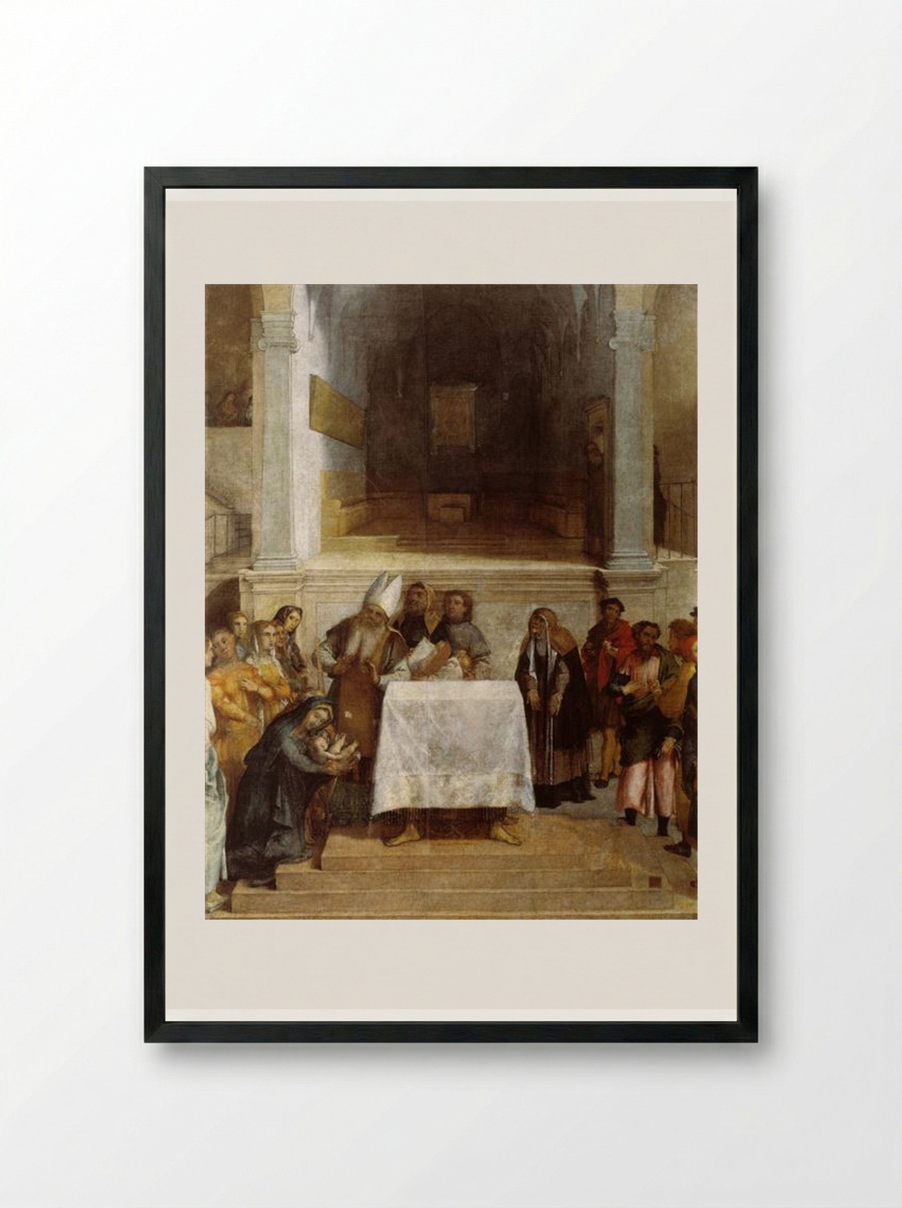 The Presentation of Christ in the Temple - Lorenzo Lotto - Framed Print Black
