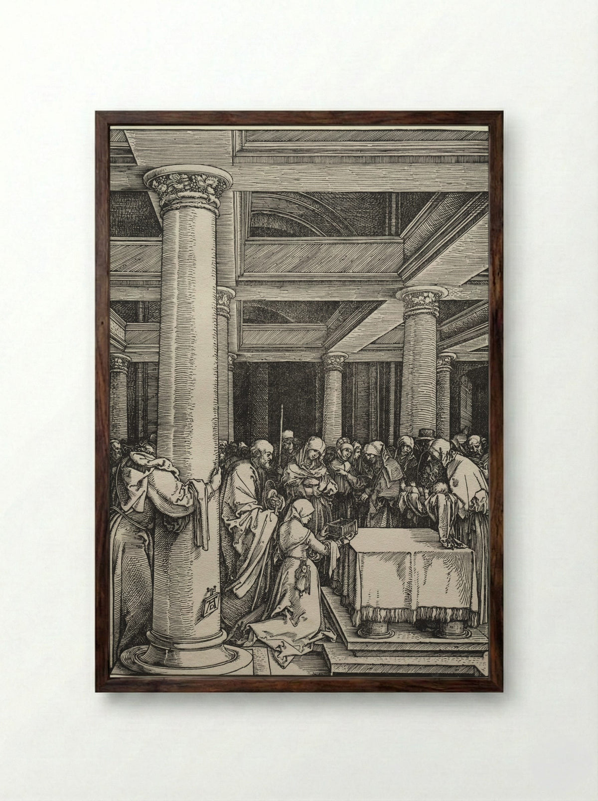 The Presentation of Christ in the Temple - Albrecht Dürer - Framed Print Dark Wood