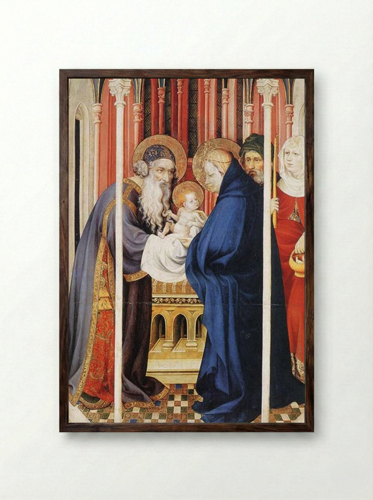 The Presentation of Christ - Melchior Broederlam - Framed Print Dark Wood