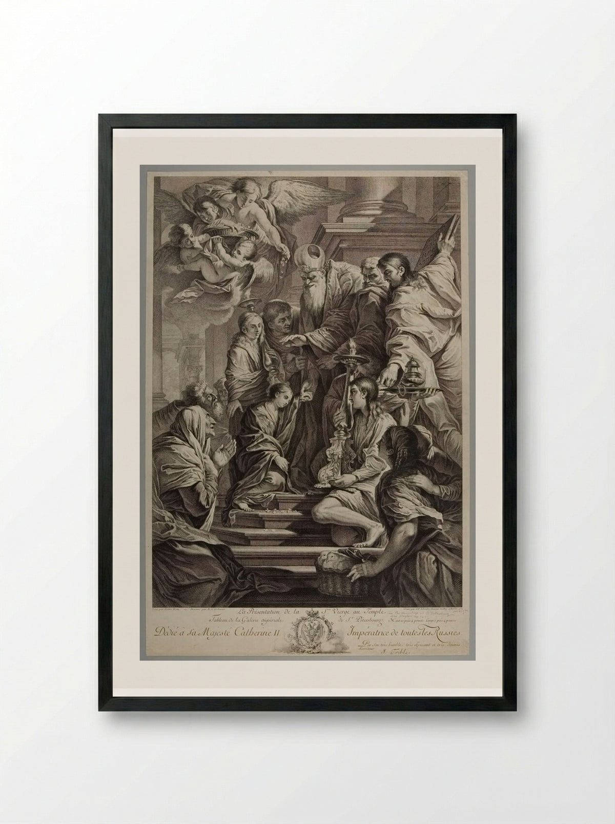The Presentation of the Holy Virgin at the Temple - Georg Friedrich Schmidt - Framed Print Black