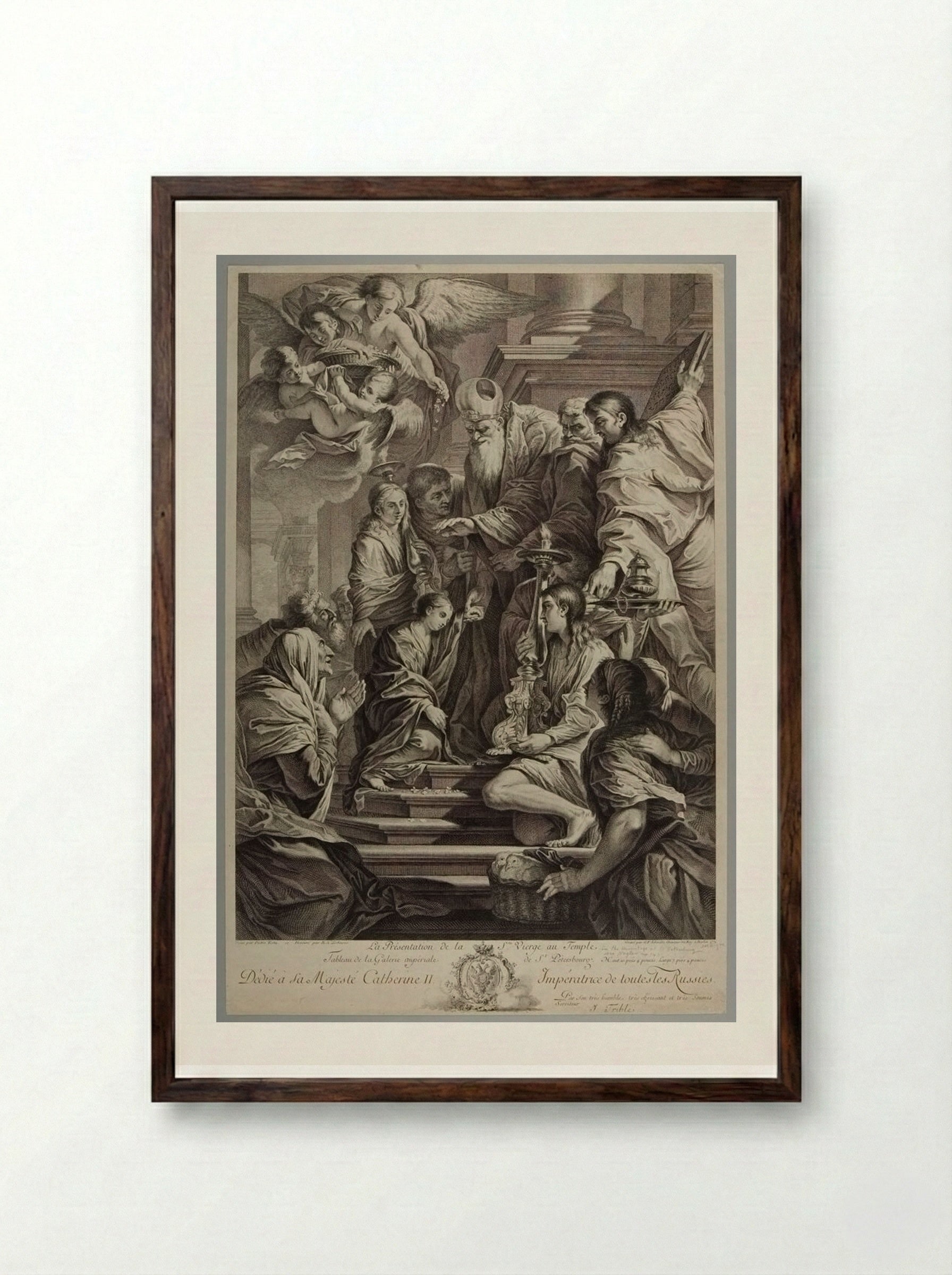 The Presentation of the Holy Virgin at the Temple - Georg Friedrich Schmidt - Framed Print Dark Wood