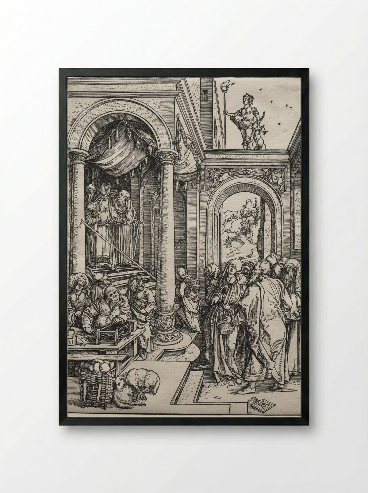 The Presentation of the Virgin in the Temple - Albrecht Dürer - Framed Print Black