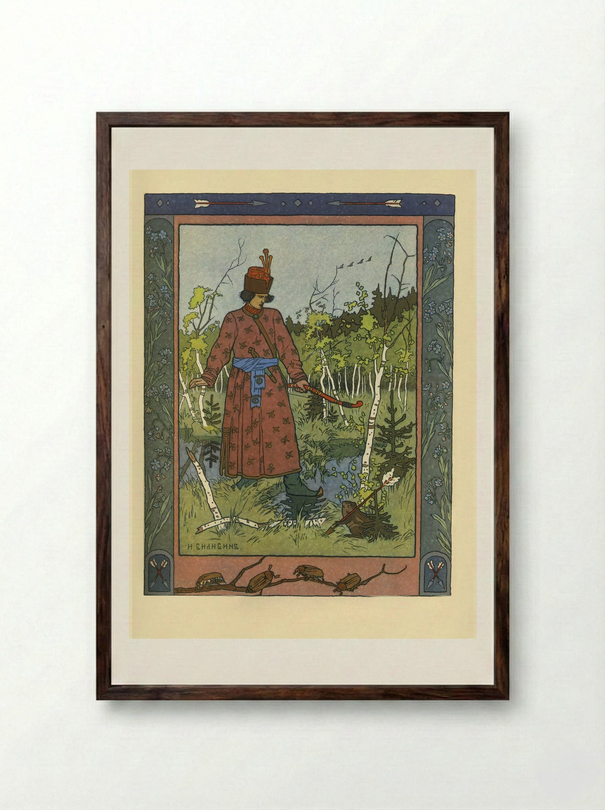 The Prince and the Frog - Ivan Bilibin - Framed Print Dark Wood