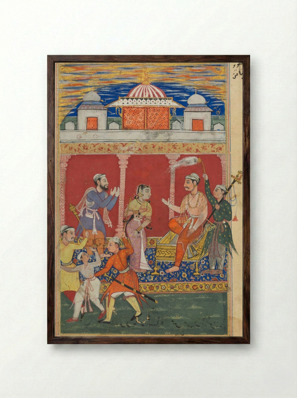 The Prince's Ordeal: Eighth Night - Ghulam 'Ali - Framed Print Dark Wood