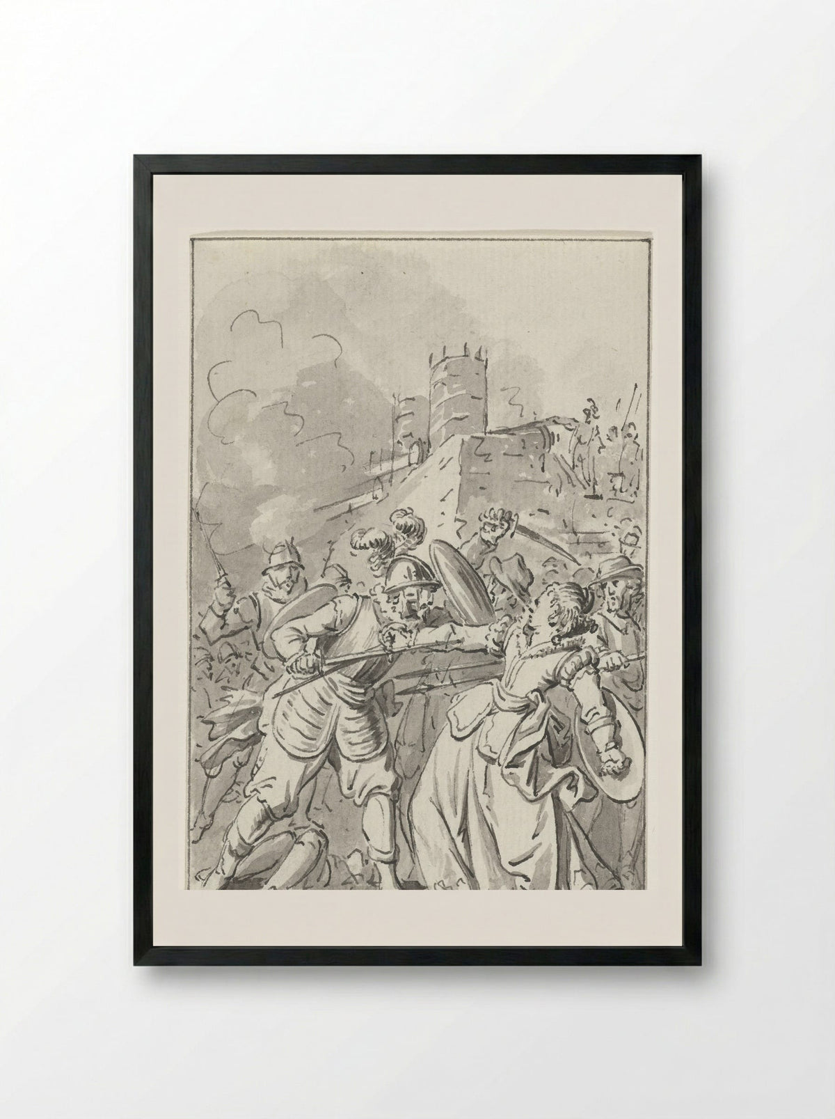 The Princess of Espinoy Wounded at the Defence of Tournai, 1581 - Jacobus Buys - Framed Print Black