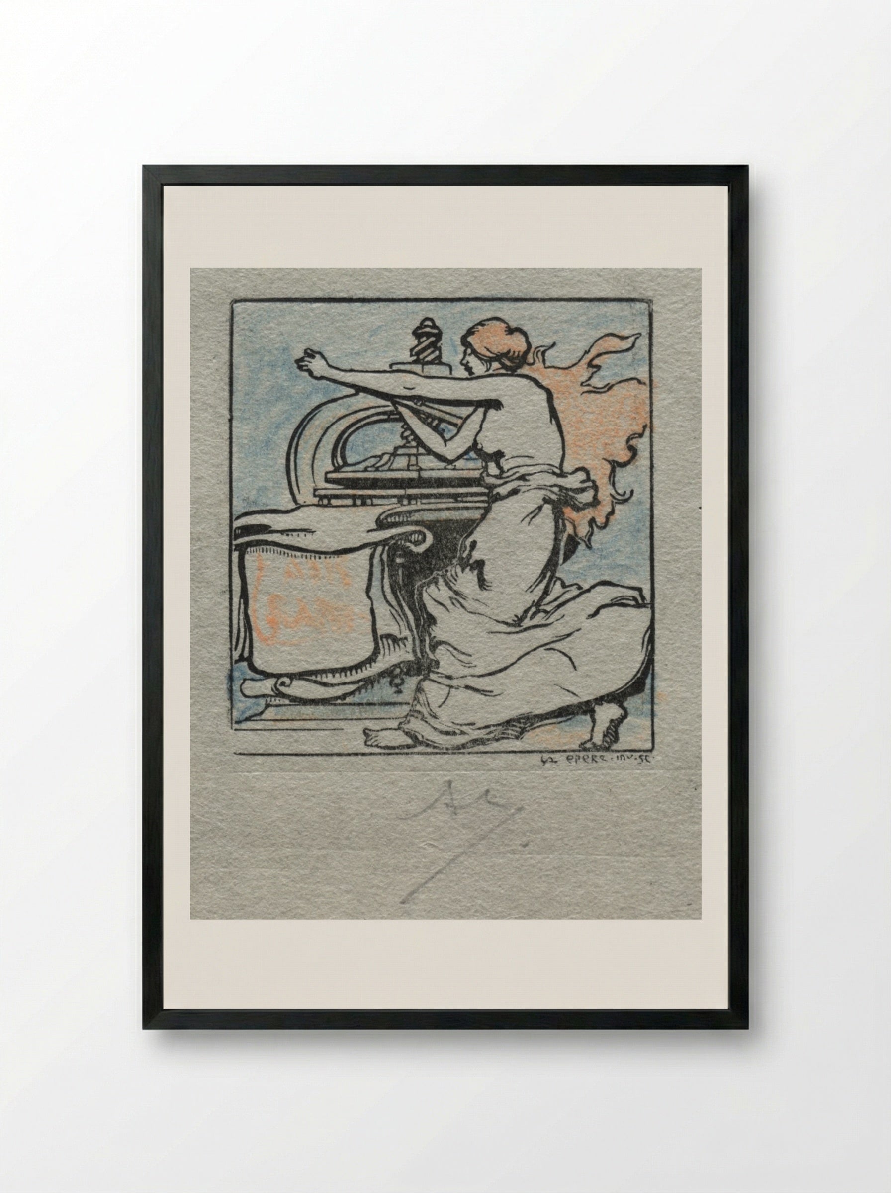 The Printer - Auguste Louis Lepère - Framed Print Black