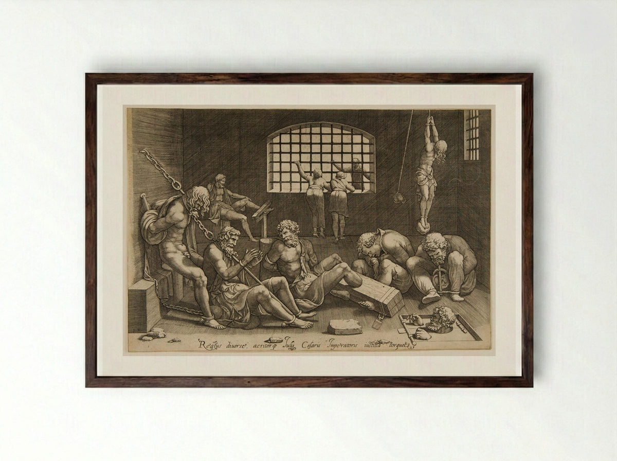 The Prison - Giorgio Ghisi - Framed Print Dark Wood
