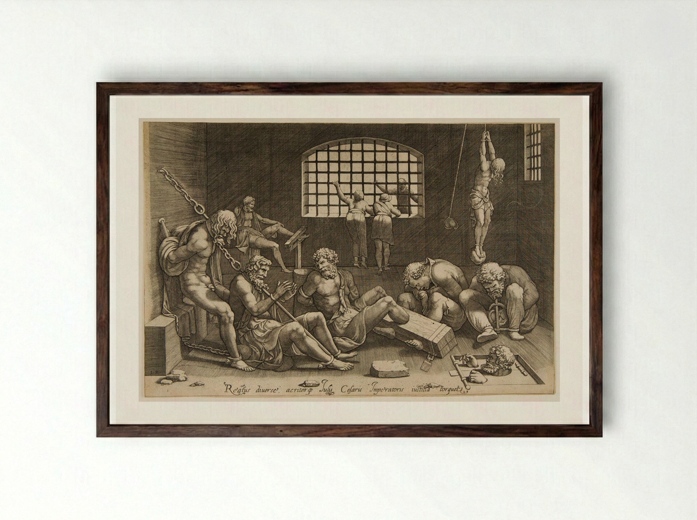 The Prison - Giorgio Ghisi - Framed Print Dark Wood