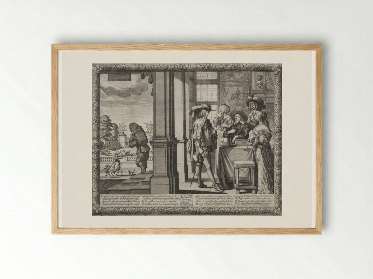 The Prodigal Bidding His Parents Farewell - Abraham Bosse - Framed Print Wood