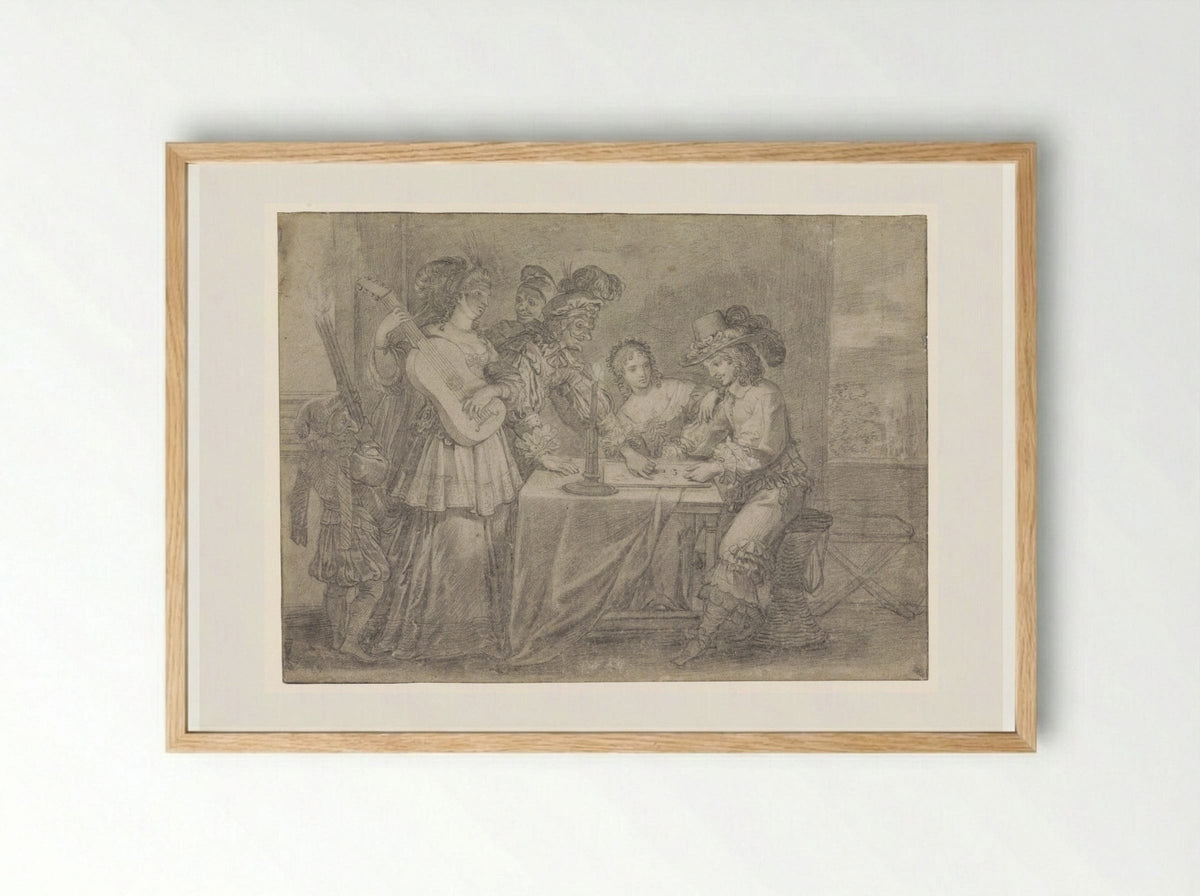 The Prodigal Son Gambling with Bad Company - Abraham Bosse - Framed Print Wood