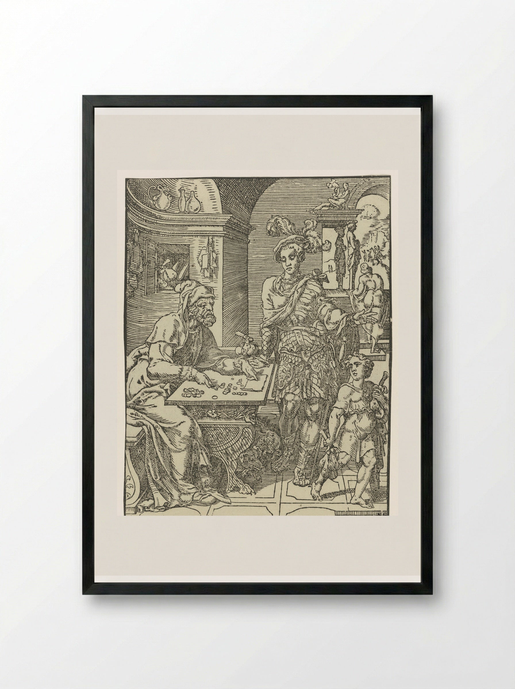 The Prodigal Son Receives His Inheritance - Dirck Volckertsz. Coornhert - Framed Print Black