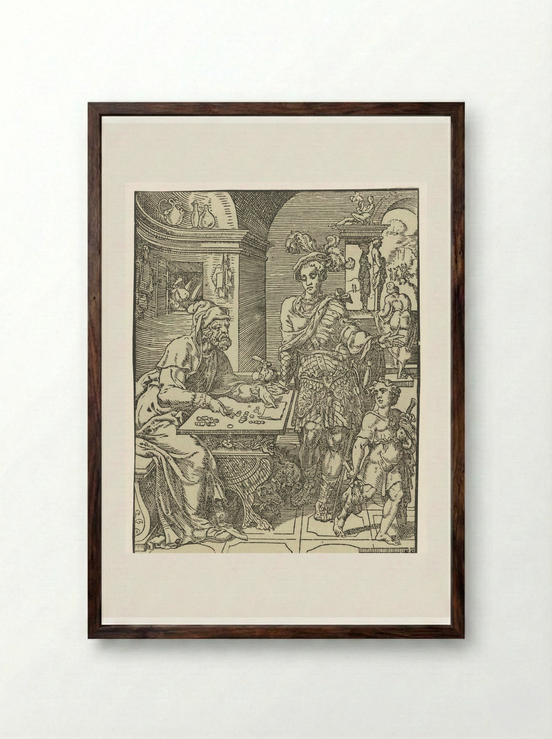 The Prodigal Son Receives His Inheritance - Dirck Volckertsz. Coornhert - Framed Print Dark Wood