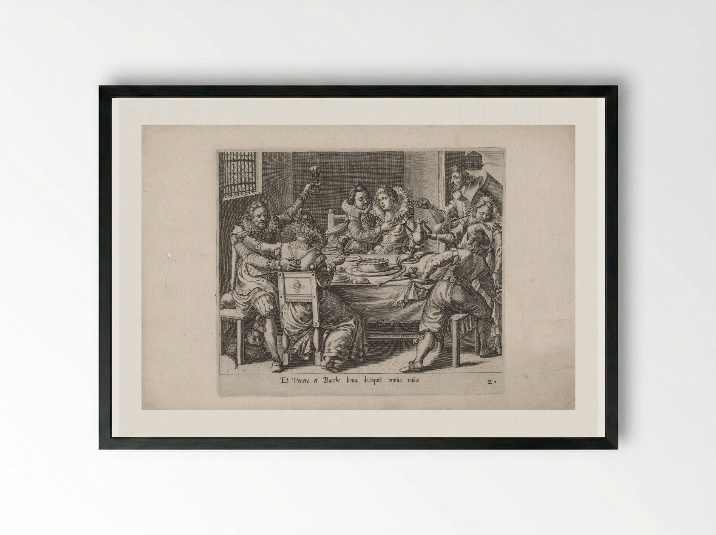 The Prodigal Son Squandering His Inheritance - Salomon Savery - Framed Print Black