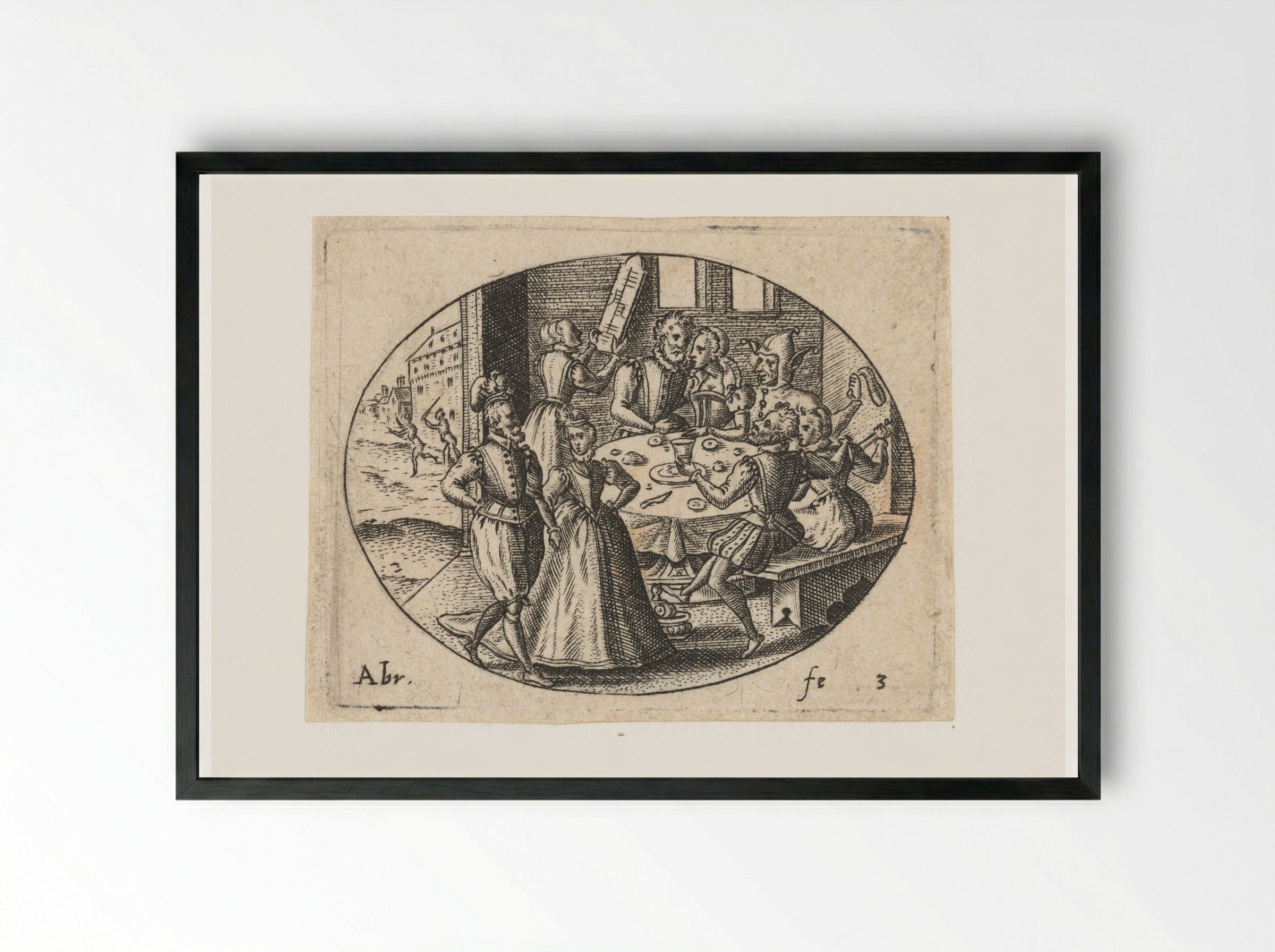 The Prodigal Son Squandering His Inheritance - Abraham de Bruyn - Framed Print Black