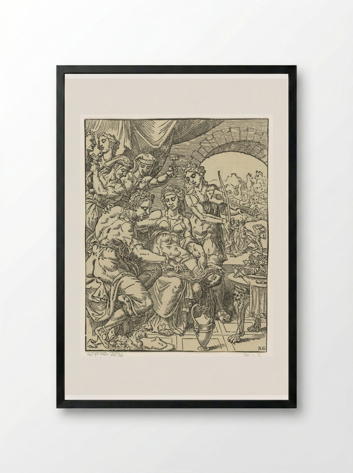 The Prodigal Son Squandering His Inheritance - Dirck Volckertsz. Coornhert - Framed Print Black