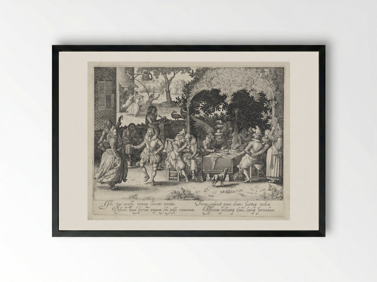 The Prodigal Son Squandering His Inheritance - Claes Jansz. Visscher (II) - Framed Print Black
