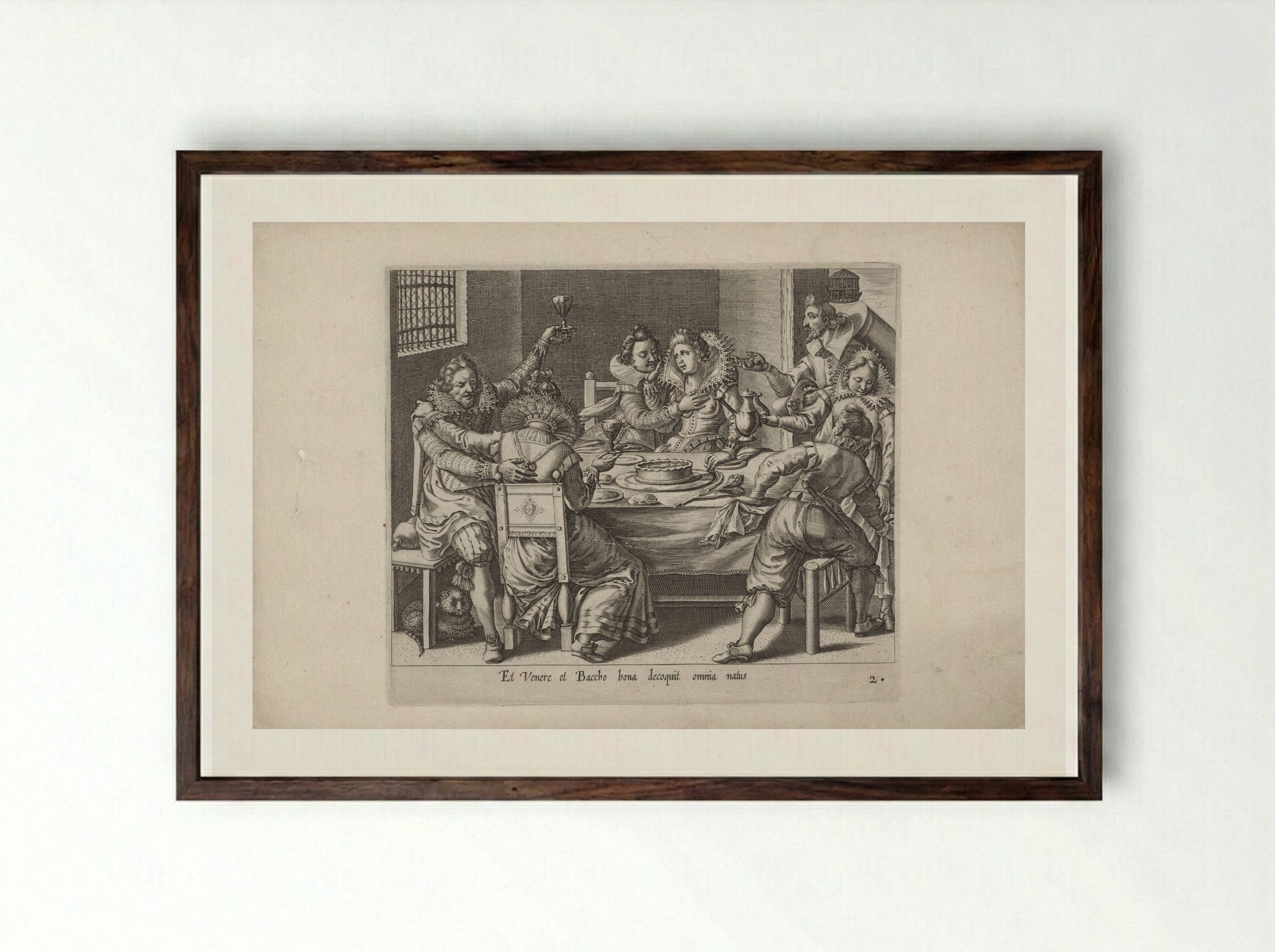 The Prodigal Son Squandering His Inheritance - Salomon Savery - Framed Print Dark Wood