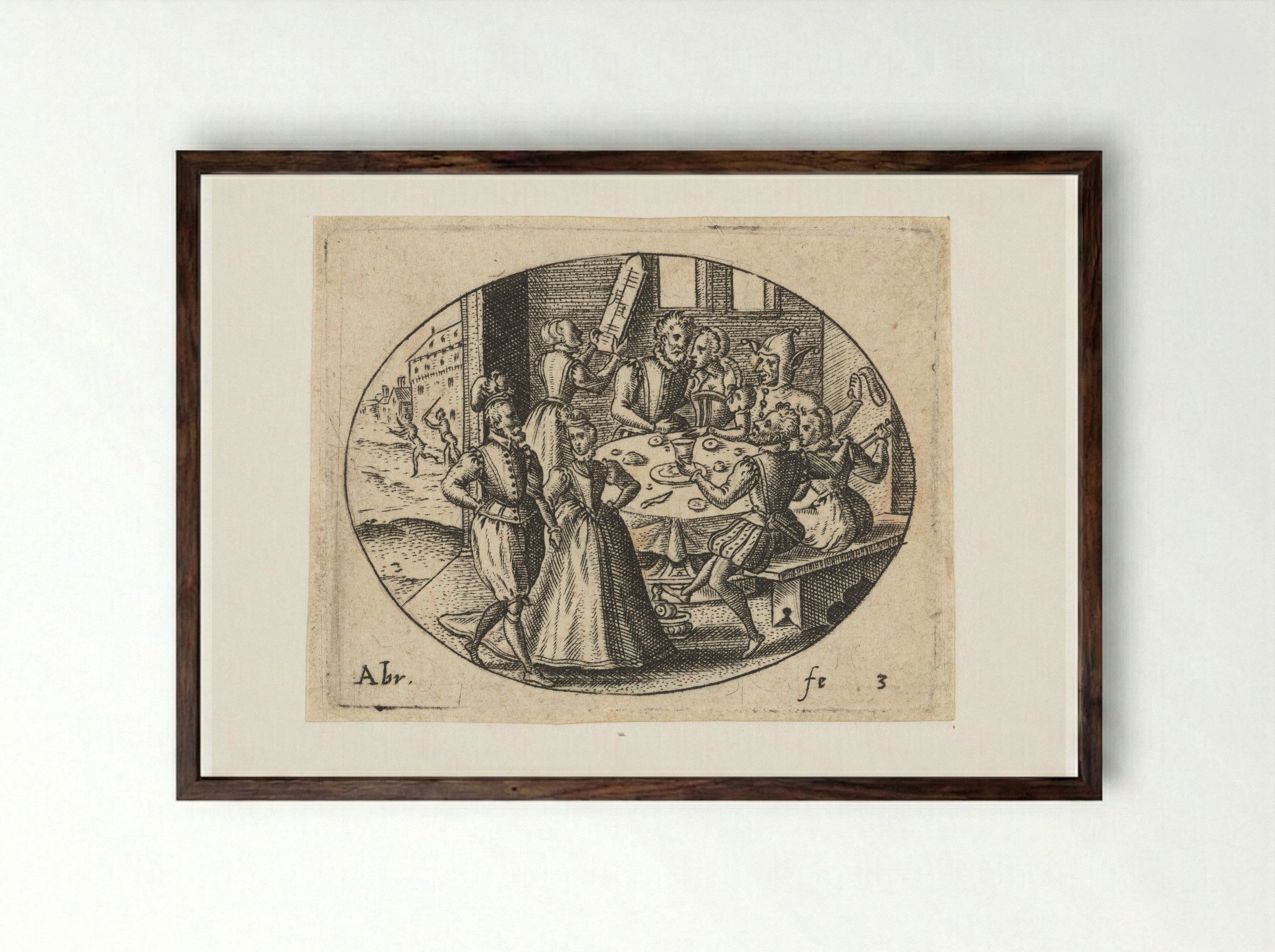 The Prodigal Son Squandering His Inheritance - Abraham de Bruyn - Framed Print Dark Wood