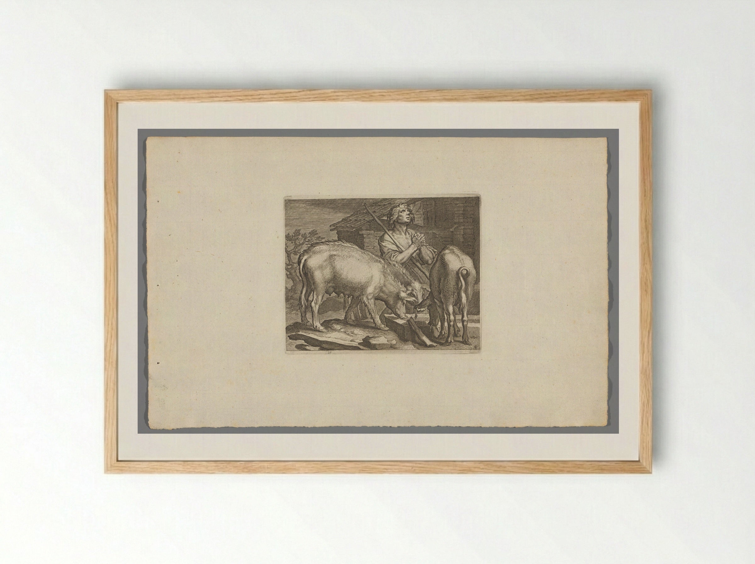 The Prodigal Son as a Swineherd - Boëtius Adamsz. Bolswert - Framed Print Wood