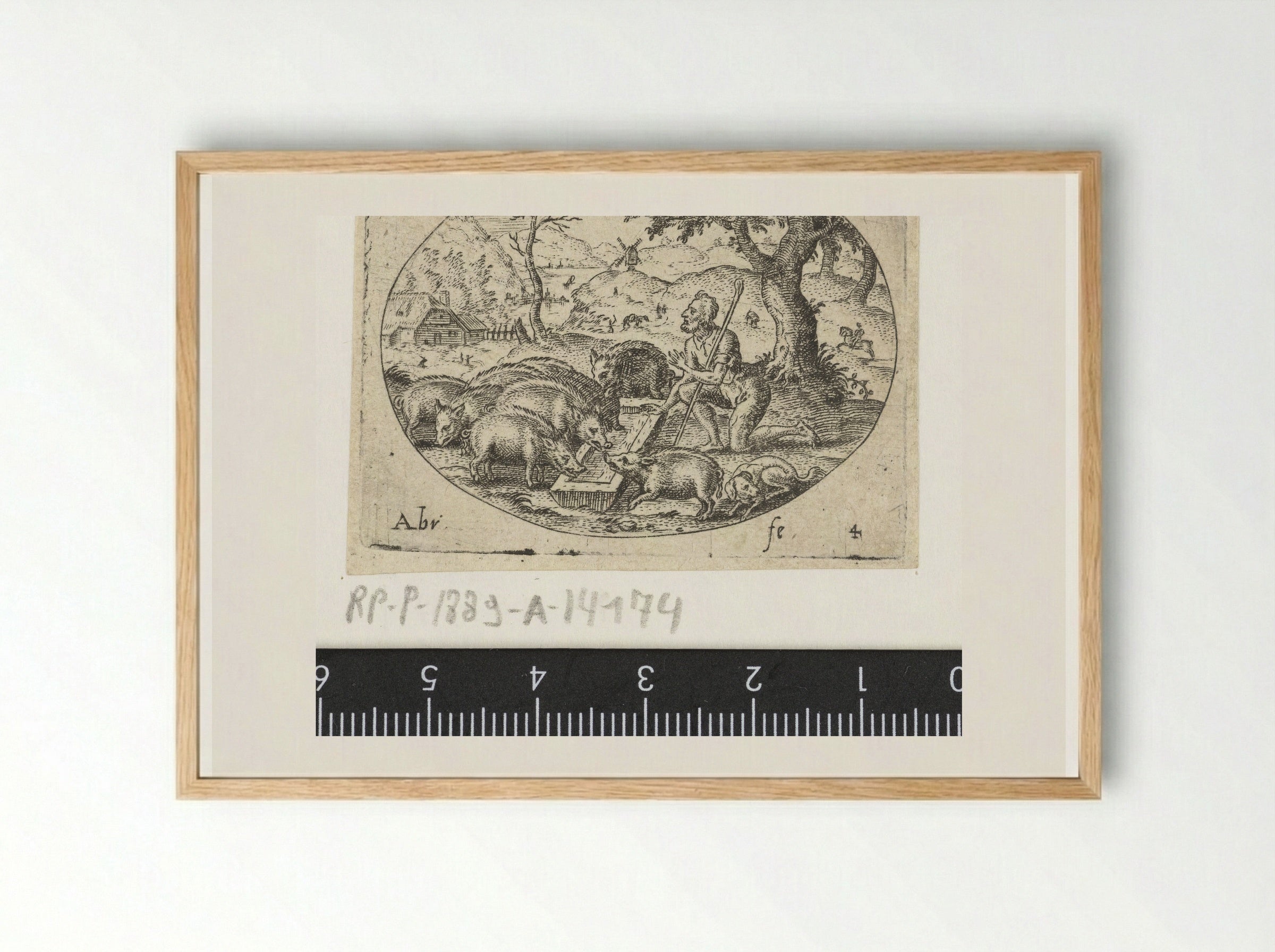 The Prodigal Son as a Swineherd - Abraham de Bruyn - Framed Print Wood
