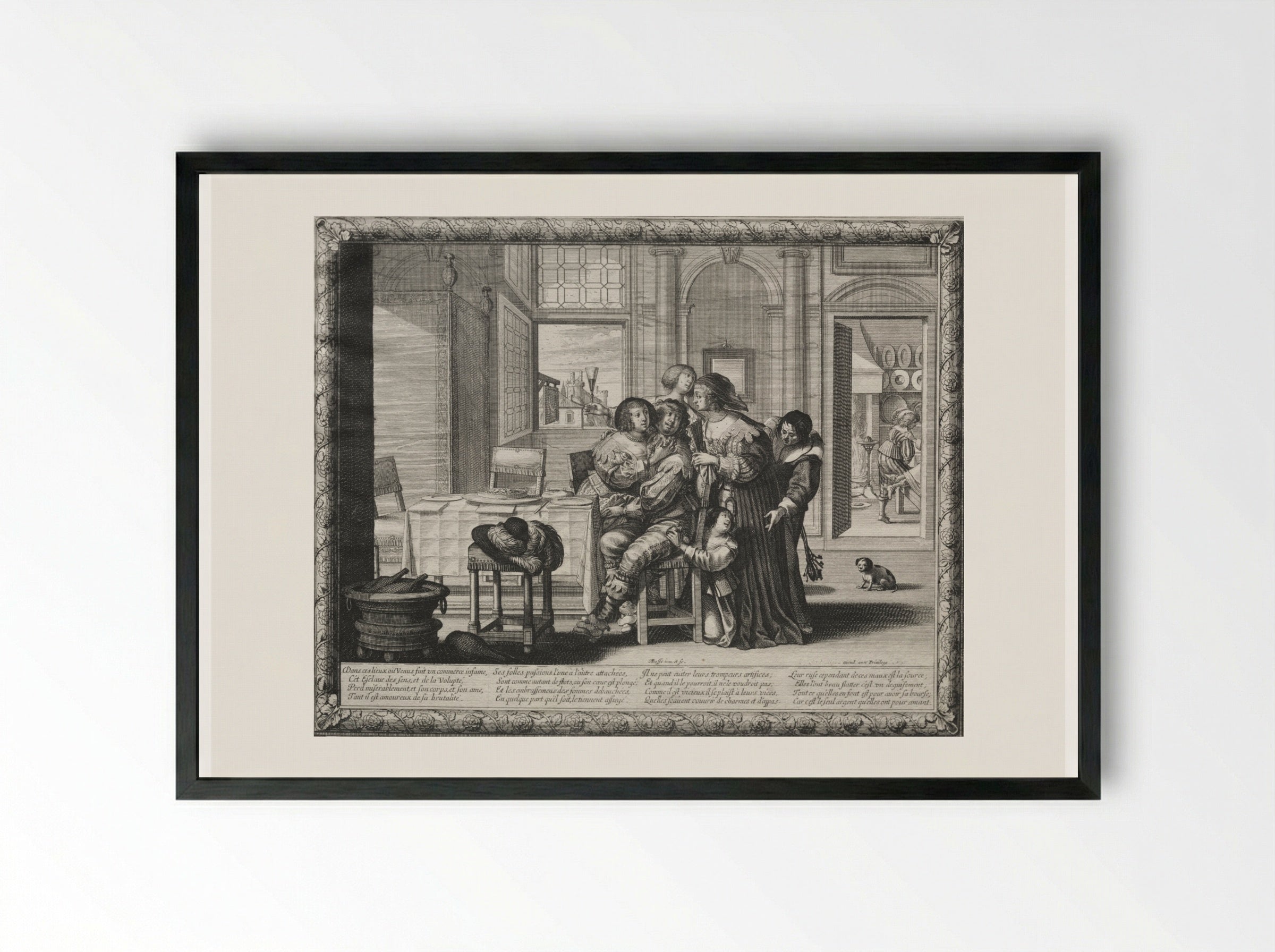 The Prodigal Son: Riotous Living - Abraham Bosse - Framed Print Black