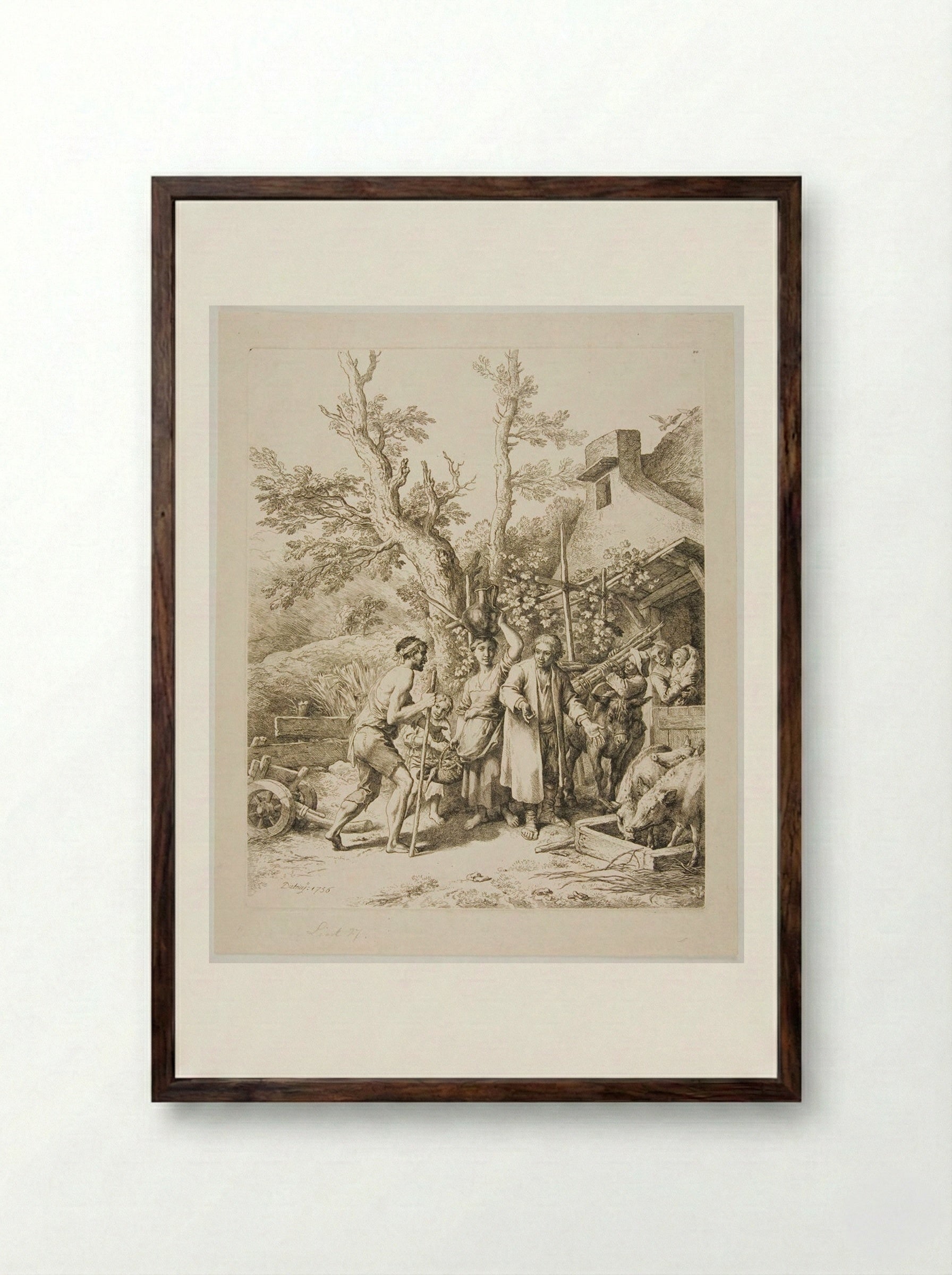 The Prodigal Son - Christian Wilhelm Ernst Dietrich - Framed Print Dark Wood