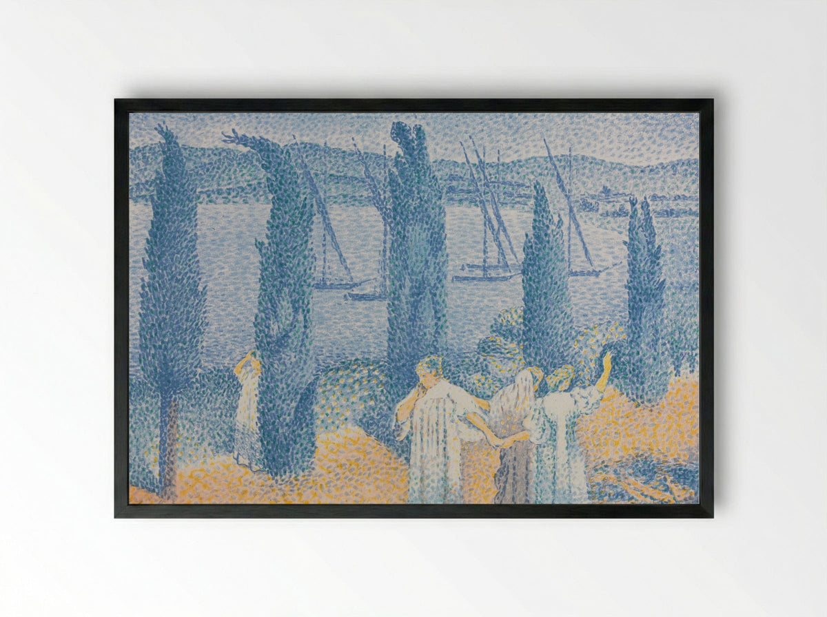 The Promenade (Landscape with Cypresses) - Henri-Edmond Cross - Framed Print Black