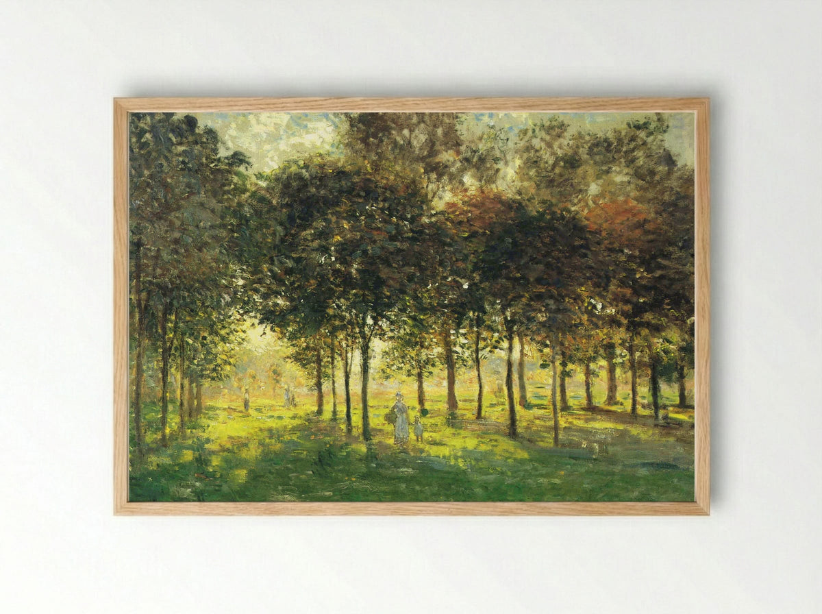 The Promenade at Argenteuil, Soleil Couchant - Claude Monet - Framed Print Wood
