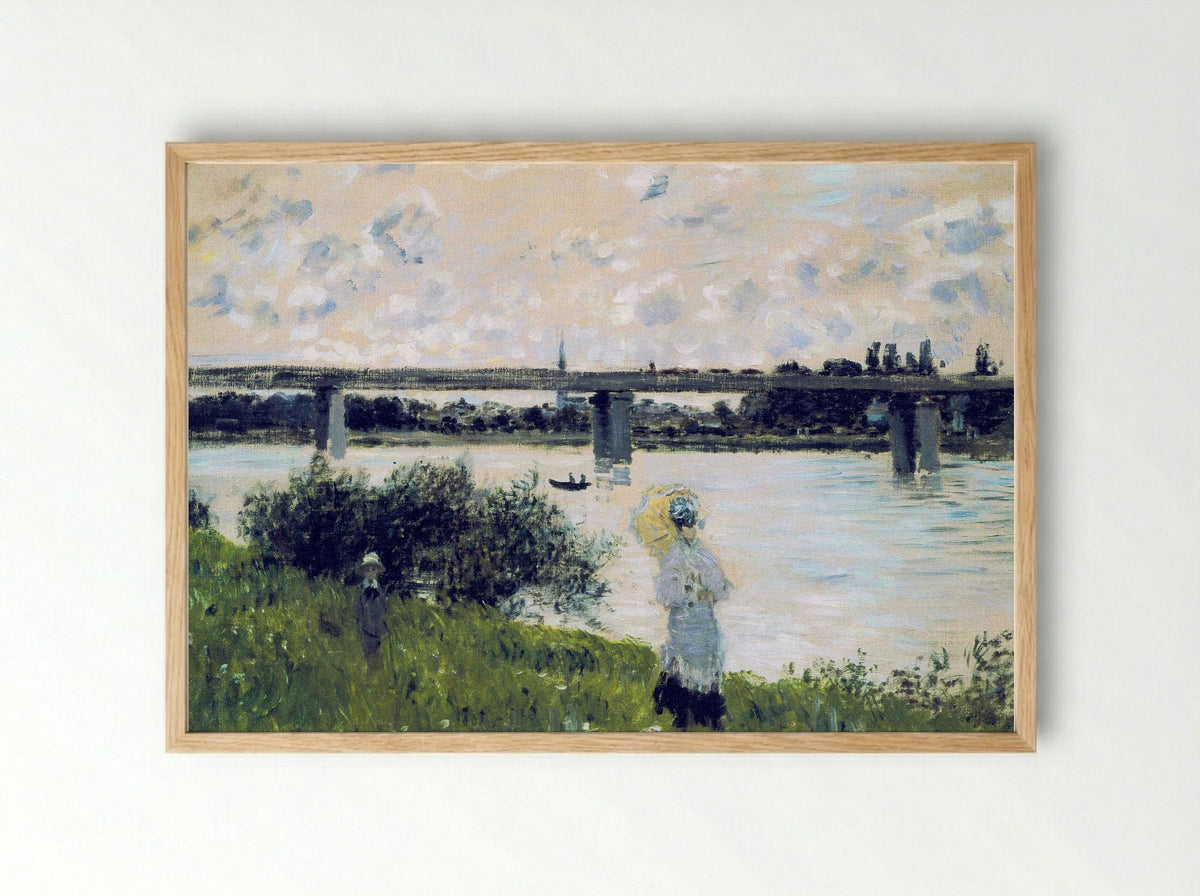 The Promenade near the Bridge of Argenteuil - Claude Monet - Framed Print Wood