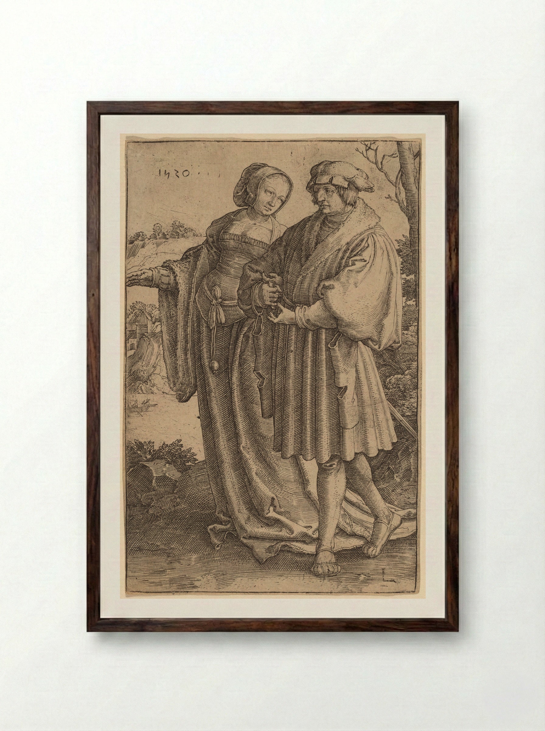 The Promenade - Lucas van Leyden - Framed Print Dark Wood