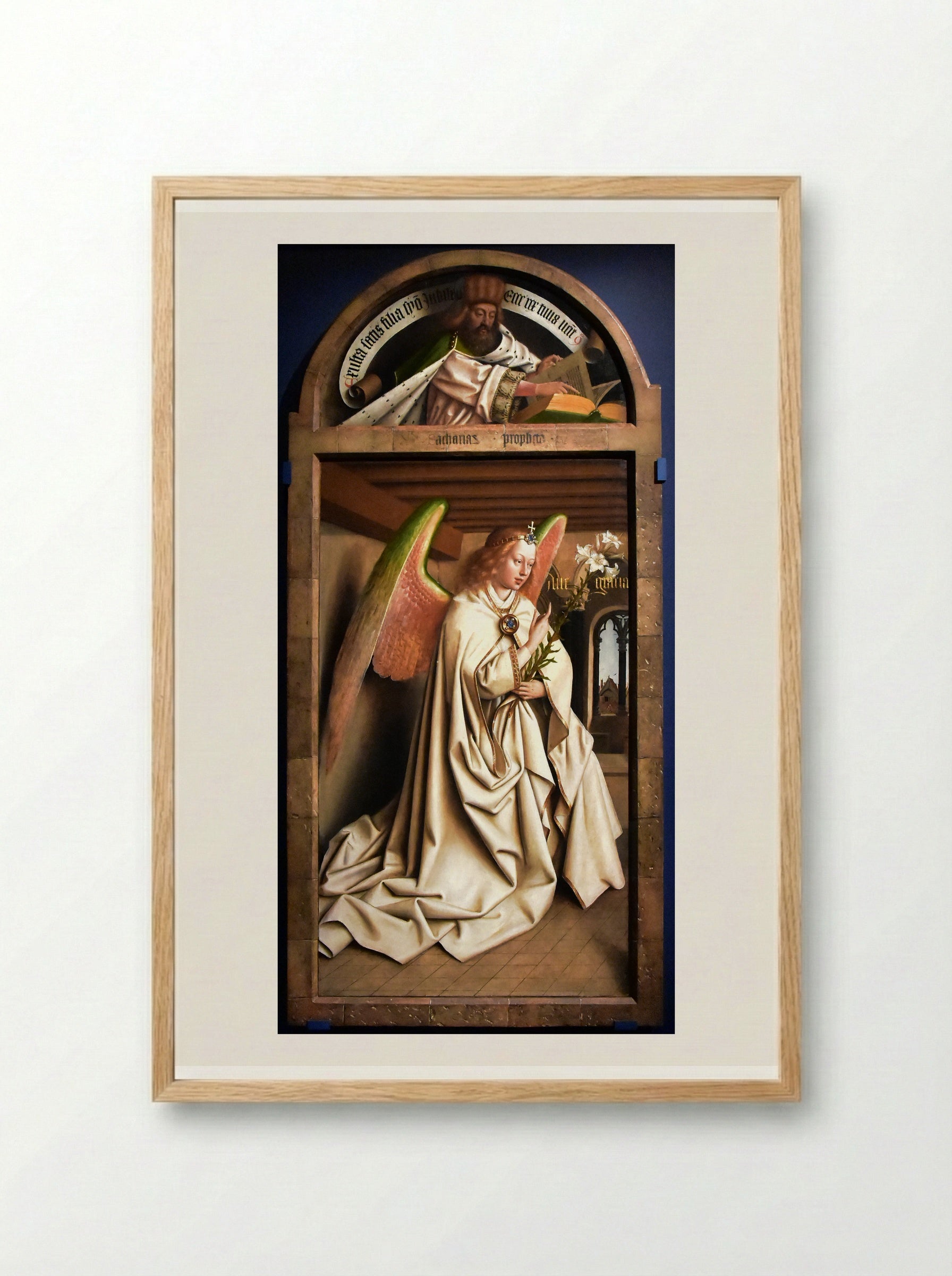 The Prophet Zacharias and the Angel Gabriel - Jan van Eyck - Framed Print Wood