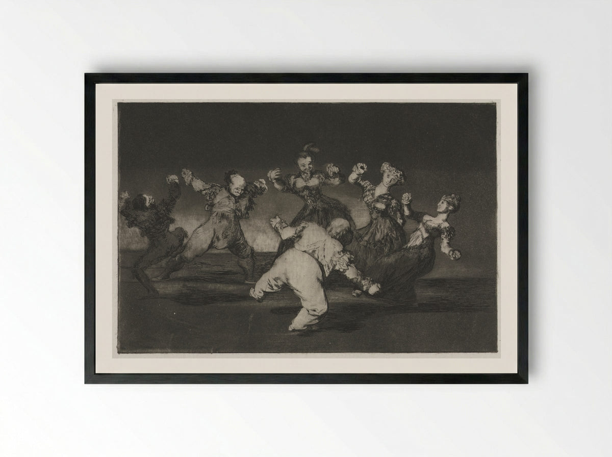 The Proverbs: If Marion Will Dance, Then She Has to Take the Consequences - Francisco de Goya - Framed Print Black