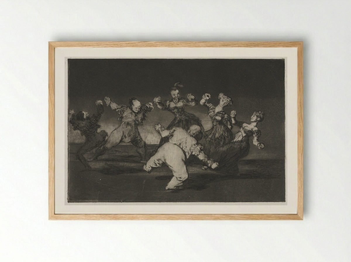 The Proverbs: If Marion Will Dance, Then She Has to Take the Consequences - Francisco de Goya - Framed Print Wood