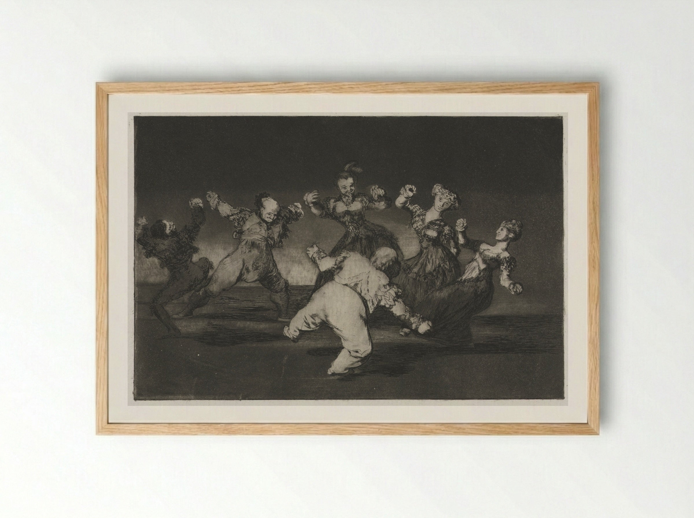The Proverbs: If Marion Will Dance, Then She Has to Take the Consequences - Francisco de Goya - Framed Print Wood